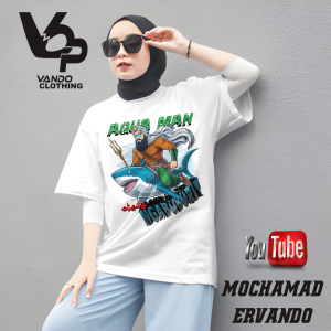 Vando Baju Lebaran Aqua Man Ngabuburit Hari Raya Idul Fitri Lengan Pendek Cotton Combed 30s