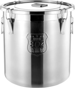 304 Stainless Steel Airtight Canister Kitchen Metal Food Storage Canisters w/Airtight Lid & Locking Clamp Cereal Container for Rice Flour Milk Coffee Bean Silver (21L)
