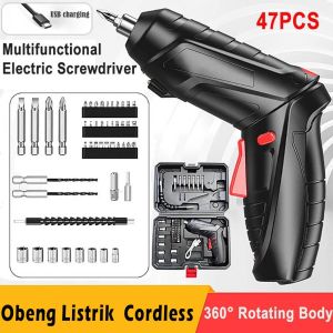 ELINK Paket Obeng Otomatis Elektrik Bor Tangan Mini Cordless Screwdriver Tool Kit 47 in 1 Baterai 1800 mAh -  Obeng Bor Listrik Elektrik Screwdriver Multifungsi Koper 1 Set