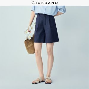 GIORDANO Women Shorts Colorblock Mid Rise Shorts Pleated Leg Loose Fit Fashionable Casual Shorts 13406316