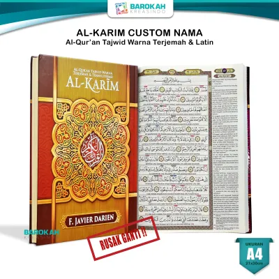 Alquran Tajwid Warni Warni 30 Juz Lengkap Alkarim A4 Al Quran Custom Nama Terjemahan Ukuran Besar