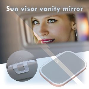 Car Vanity Mirror LED Touch Control Three Tone Light Dimmable High Definition Eye Protection Foldable Mirror