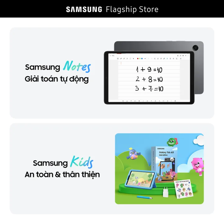Máy tính bảng Galaxy Tab A11 Wifi (4-64GB), Màn hình nhỏ gọn 8.7", Tần số quét 90Hz, Tính năng giải toán tự động | BigBuy360 - bigbuy360.vn