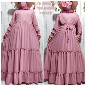 Laura Dress by GS JUMBO 3XL & STANDART XL Gamis Ceruty Babydoll & Crinkle Premium Free Masker