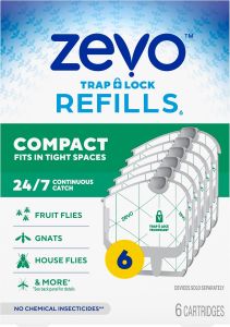 Zevo Compact Flying Insect Trap for Gnats & Fruit Flies 1 Base & 3 Refills