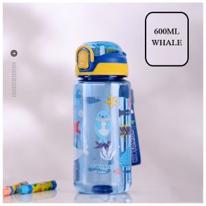 R. Stock-Kids Cute Cartoon Unicorn Dinosaur water Bottle with Straw BPA Free Drinking Bottle Water Bottle -600ML-DN-041