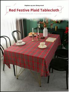 Red Plaid Coffee Table Cloth