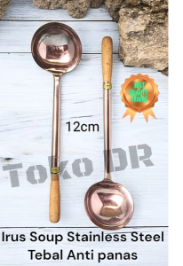 Irus Soup Stainless Steel Tebal Gagang Kayu Anti Panas 12 cm / Da Chu