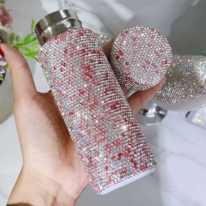 QINGXIP สร้างสรรค์และสร้างสรรค์ ขวดน้ำเพชร แบบพกพาได้ 150มล. ถ้วยฉนวนขนาดเล็ก ของขวัญแวววาว ประณีตประณีตประณีต แก้วฝังเพชร การเดินทางการเดินทาง