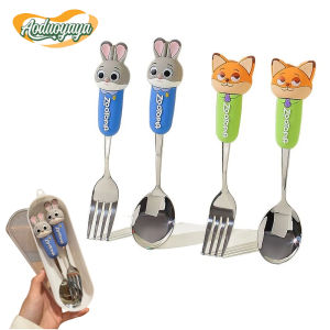 AODUOYAYA Judy 304 Stainless Steel Spoon Fork Set Portable Dinner Tableware Cutlery Kit for Kids Adults Travel Camping
