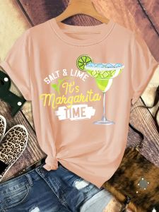 Everyday Comfort: Women's Casual Crew Neck T-Shirt with 'Its Margarita Time' Print