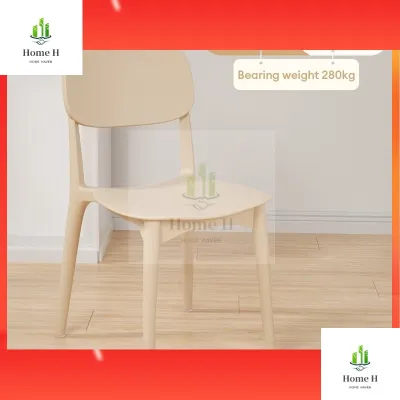 【Multi-Color】Nordic Plastic Chair Dining Chair Stackable Home Chair Thickened Coffee Chair Study Chair Plastic Chair
