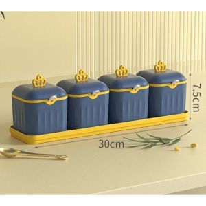 Crown Seasoning Pot Drawer seasoning box salt organizer Seasoning Pot Spice jar preservation box moisture-proof box