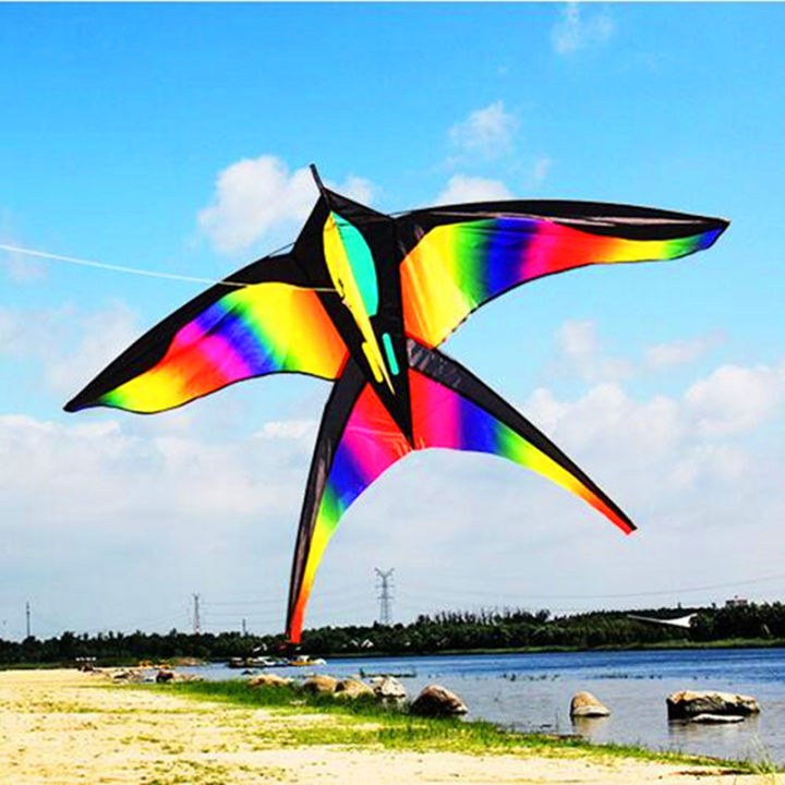 ToyTrek Large Rainbow Bird Kites with Handle Line Nylon Fabric Swallow ...