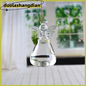[Duola] 1PC Angel รูปแก้วโปร่งใสแจกันดอกไม้แขวนแจกันสวนตกแต่ง