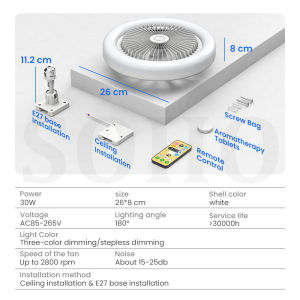SOHO Ceiling Fan with Light 30W Fan Light Portable Ceilings Fan  With Remote Control AC Motor 5 Blades Cooling Fan For Bedroom Livingroom