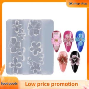 ✨QK shop✨ 1 3Pcs Relief Lily Flowers Nail Carving Mold 3D Silicone Hawaii Hibiscus Flowers Petals Modeling Templates Clear Nail Tools