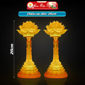 Đèn Hoa Sen Lưu Ly Có LED Đổi Màu CHÂN THIỆN MỸ Trang Trí Phòng Thờ Bàn Thờ Phật