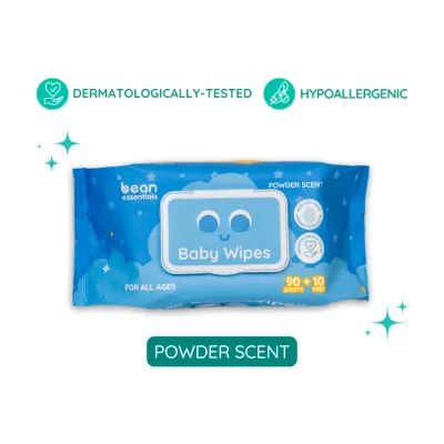 bean Baby Wipes Powder Scent (90 sheets + 10 FREE!)