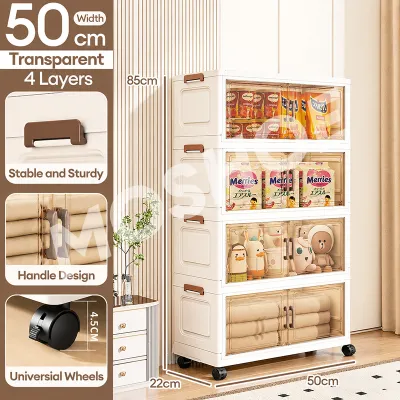 MOSHOE Foldable Storage Cabinet with Wheels Thickened Heavy Duty Space Saving Wardrobe Organizer for Bedroom & Living Room
