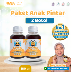 HANEVA HERSYIFA Paket 2 Botol - 180 gram | Vitamin Otak Anak Cerdas dan Mengatasi Lambat Bicara | BPOM & Halal MUI