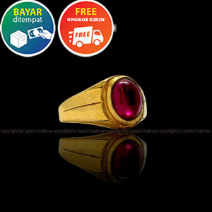 Cincin Pria Batu Ruby Siam Bangkok Ring Titanium Anti Karat