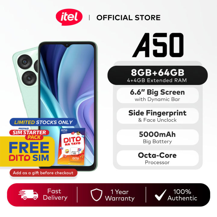 itel A50 RAM 8GB (4GB+4GB)+ROM 64GB | 6.6
