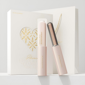 Akiracosme Không Dây Lược điện Duỗi Tóc Mini | Camellia Plants Essential Oil for Hair | Son Môi Kích Thước | Portable Bangs Styling Comb | USB sạc
