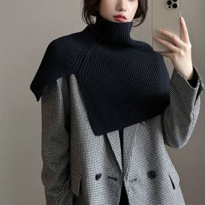THANKSKY Retro Ấm Quần áo Phụ Kiện Trang Trí Khe Hàn Quốc Phong Cách Chiếc Khăn Phụ nữ Khăn Choàng dệt kim Rắn Màu Kết Thúc Tốt Đẹp Dệt Kim Mũi Nữ Khăn Len