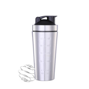 500ml/750ml Portable Stainless Steel Shaker Cup Leakproof Design Fitness Sports Shake Water Bottle