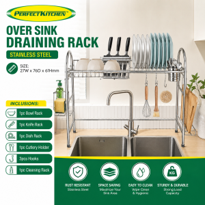 Perfect Kitchen Over Sink Draining Rack Stainless Steel High Quality - Spacious compartment - Drains directly into the sink - Stainless Steel 304 - Over Sink Draining Rack XDR-118