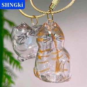 SHNGki Memorial Cat tóc lưu trữ container Cat Shaped Keyring xách tay handmade búp bê DIY Móc Khóa Phụ Kiện