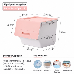 【CozyCasa】 Colourful Stackable Storage Box | Front Access and Folding Lid