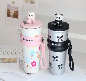 Aqrau 【50%OFF🔥🔥🔥】700ml❣️กระติกน้ําร้อน แก้วแพนด้าเก็บความเย็นส แก้วน้ำสแตนเลส เคลือบเซรามิก จุน้ําได้เยอะ พร้อมหลอดดูด 700ml Cup