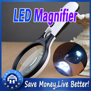 【Local delivery】 Handheld 3X 45X Illuminated Magnifier Microscope Magnifying Glass Aid Reading for Seniors Loupe Jewelry Repair Tool with 3 LED LED-Light-Magnifier