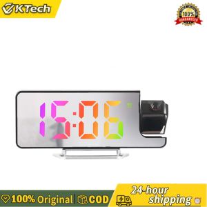 【Free Shipping】 High-Precision Projection Alarm Clock with Adjustable Brightness Digital Clock and Candleholder for Bedroom Decor