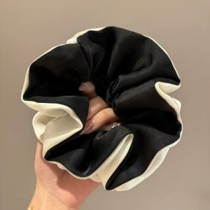Kiểu Pháp lãng mạn Màu sắc chặn satin bong bóng scrunchies cao cấp của phụ nữ Bun dây buộc tóc kiểu đuôi ngựa Dây Buộc Tóc Phụ kiện tóc
