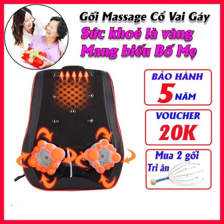 Gối massage cổ vai gáy lưng cao cấp chính hãng - Nệm, đệm, gối, máy massage toàn thân, cổ vai gáy có hồng ngoại, giảm đau nhức nhanh chóng, thư giãn cơ thể