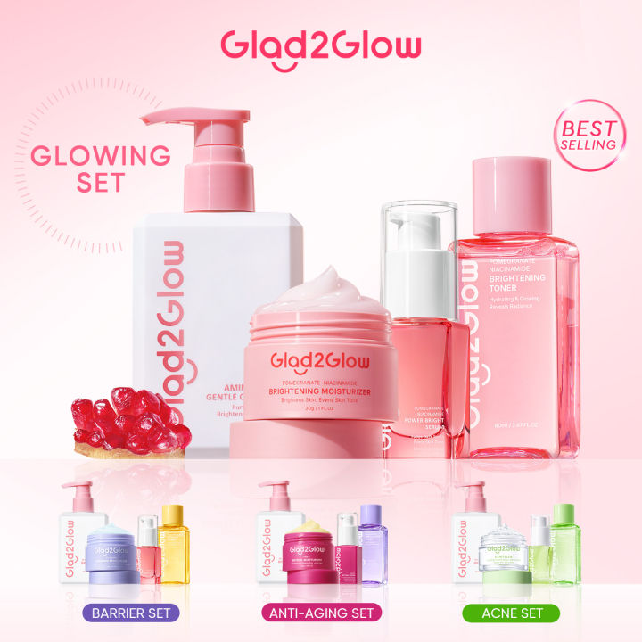 Glad2glow 4IN1 Set Basic Skincare Paket Moisturizer/Serum/Toner