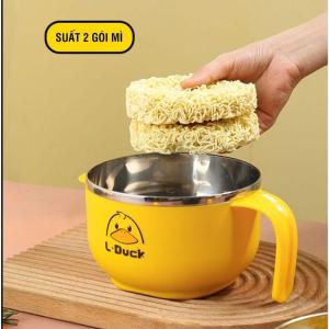 Ca ăn mì có nắp đậy vịt vàng 2 lớp 15cm có nắp đậy đa năng hỗ trợ giữ nhiệt cao cấp