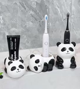1pc Ceramic Panda Toothbrush Holder Toothpaste Storage Rack Ceramic Electric Toothbrush Base Bathroom Accessories Chinese Style2026
