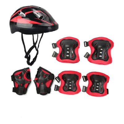 7Pcs/Set Kids Adjustable Helmet Set Knee Elbow Adjustable Safety Protective Gear For Riding Skateboard Balance Bike