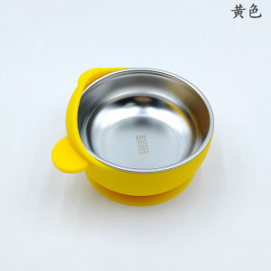 Orzbow ชามสแตนเลสสำหรับเด็กทารกพร้อมตัวดูด2-In-1ชาม SUS304สำหรับเด็กหัดเดิน & ตัวดูดซิลิโคนถอดได้สำหรับเด็ก