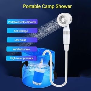 SUNGOOYUE Portable Camping Shower with 4000mAh Battery USB Rechargeable Pump 60min Runtime Outdoor Shower for Hiking Beach RV
