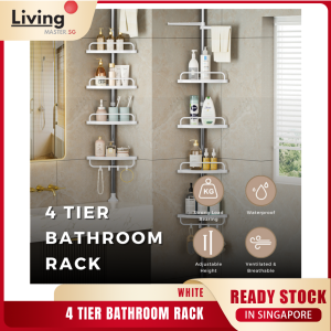 4 Tier Bathroom Corner Shower Shelf Rack Wall Storage Holder Adjustable Telescopic Caddy Organiser Space-saving