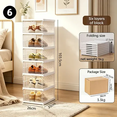 Clear Foldable Stackable Shoe Storage Box With Cover Large Plastic Shoes Organizer