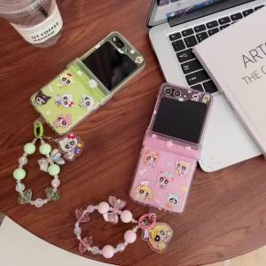 2026 New For Samsung Z Flip 8 Z Flip 7 Case Folding screen mobile phone case Painted cartoon cute crying baby powerpuff girls labubu three-piece PC hard case