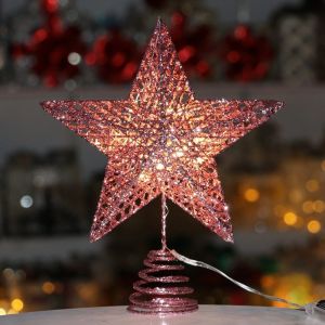 SAVIA Lightweight Christmas Tree Topper Metal Decorative Xmas Tree Decorations Happy New Year Xmas Ornament Glitter Christmas Star Christmas Decorations