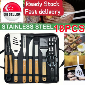 [LOCAL SELLER] 18pcs Stainless Steel BBQ Tool Set Barbecue Grilling Utensil with Carry Bag Outdoor Camping Picnic