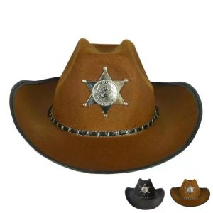 RGFV Star Western Cowboy Hat Woolen Visor Men Bucket Hat Punk Knight Hat Summer Sun Hat Ladies
